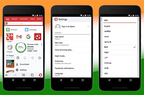 opera mini  android adds support   indian languages improved  manager