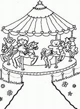 Coloring Parque Diversiones Merry Kleurplaten Carousel Amusements Jahrmarkt Kermis Kostenlos sketch template