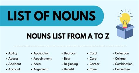 list  nouns   common nouns list sorted alphabetically grammatically