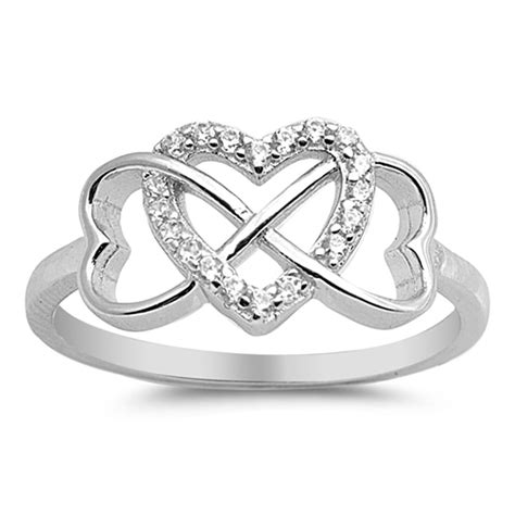 Ring Infinity Heart Love Knot Cz 925 Sterling Silver Ring Sizes 4 10