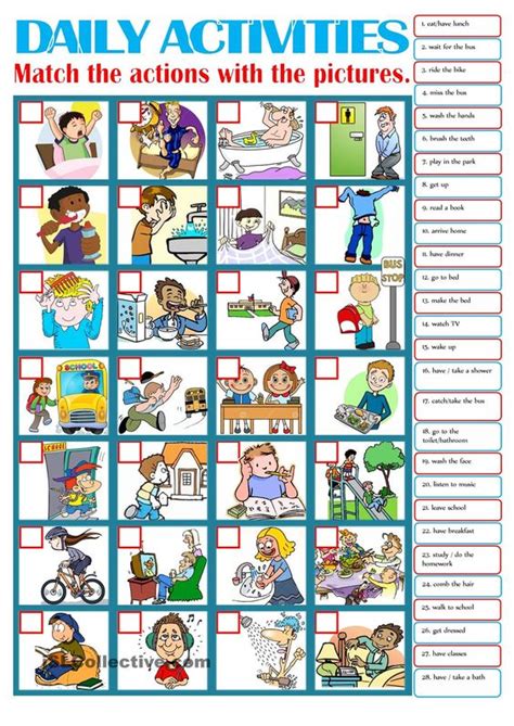 daily activities esl worksheets   day pinterest student