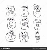Doodle Abc Monsters Alphabet Cute Vector Stock Illustration Letters Set Royalty Depositphotos sketch template