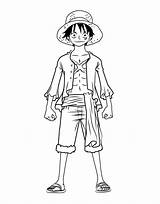 Luffy Coloring Pages Printable Standing Piece Monkey Body Kids Popular sketch template