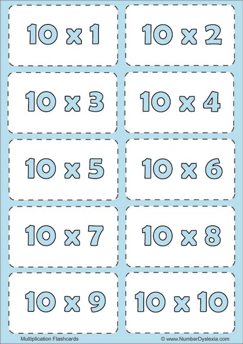 printable multiplication   flashcards   number dyslexia
