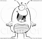 Flea Cartoon Clipart Standing Happy Outlined Coloring Vector Thoman Cory Royalty sketch template