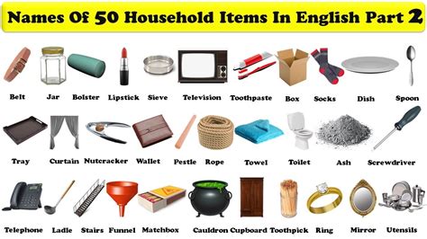 household items  english   english vocabulary