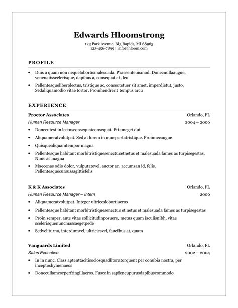 basic resume templates microsoft word