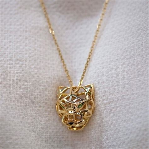 Cartier Yellow Gold Panther De Skeleton Head Long Chain Necklace At