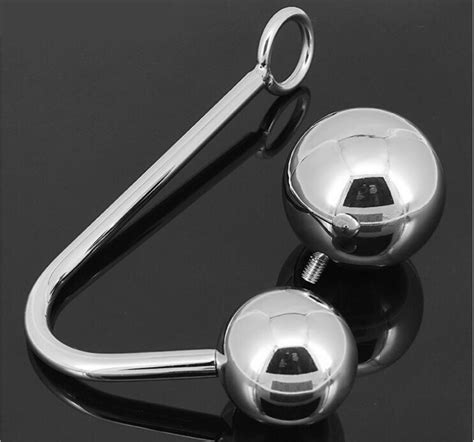2018 Unisex Stainless Steel Anal Hook Replaceable 2 Ball Butt Anus Plug