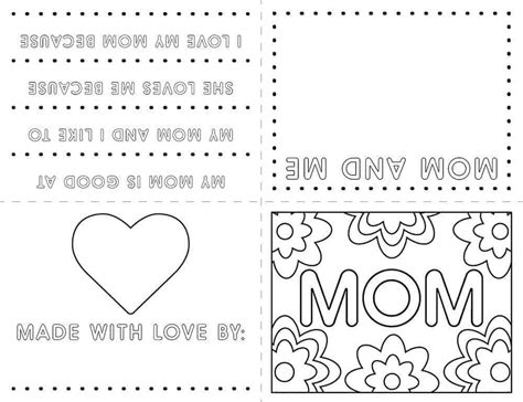 printable kids mothers day card coloring page