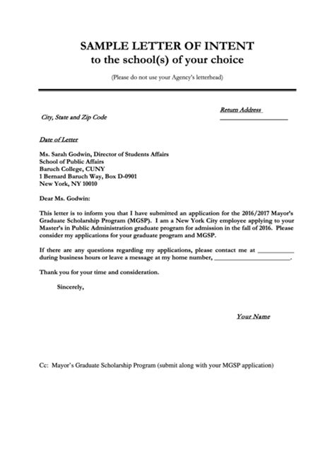 sample letter  intent   schools   choice printable