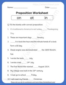 preposition worksheets  grade   home teacher