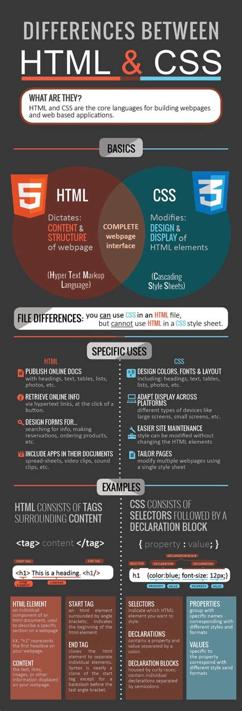 difference  html  css infographic visualistan