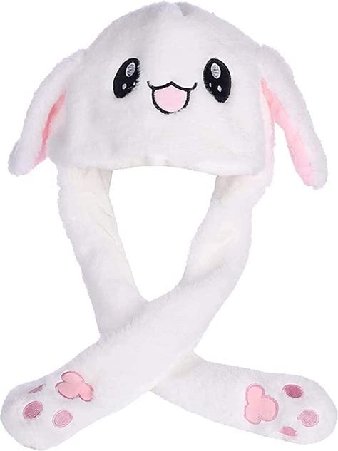 amazoncojp funny plush bunny hat ear moving jumping rabbit hat cute