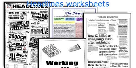 fresh writing headlines worksheet ks