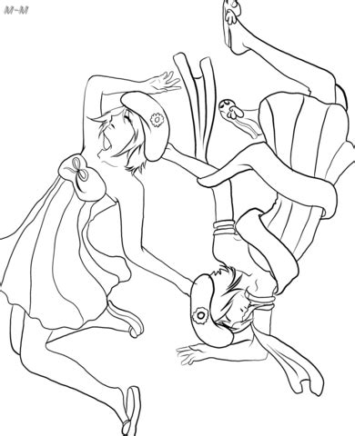 anime twin girls coloring page  printable coloring pages