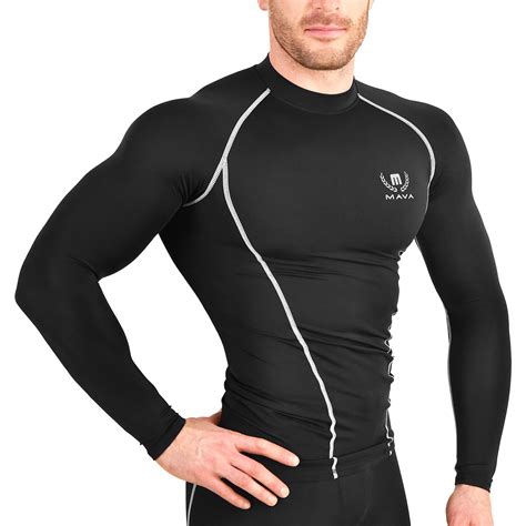 compression long sleeve  shirt black silver small mava sports touch  modern