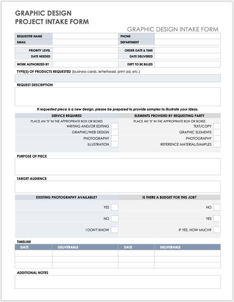 project management project intake form template