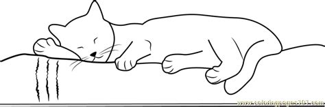 cute cat sleeping  bed coloring page  kids  cat printable