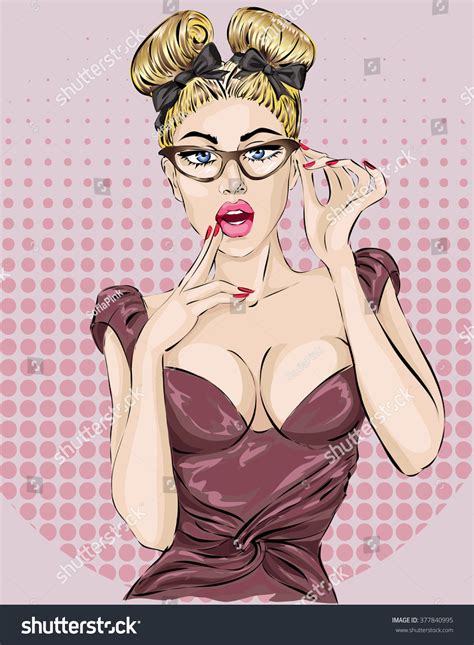 Sexy Pop Art Woman Portrait Pinup Stock Vector 377840995