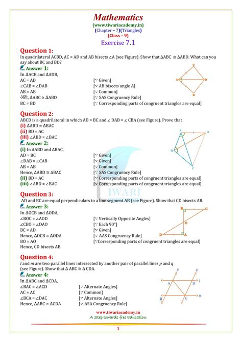 ncert solutions  class  maths chapter  triangles exercise
