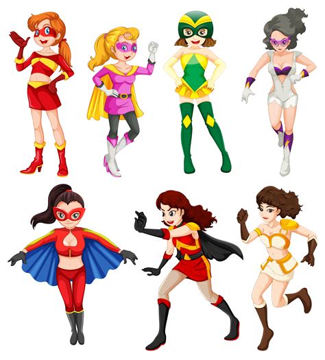 female superheroes  vector art  vecteezy
