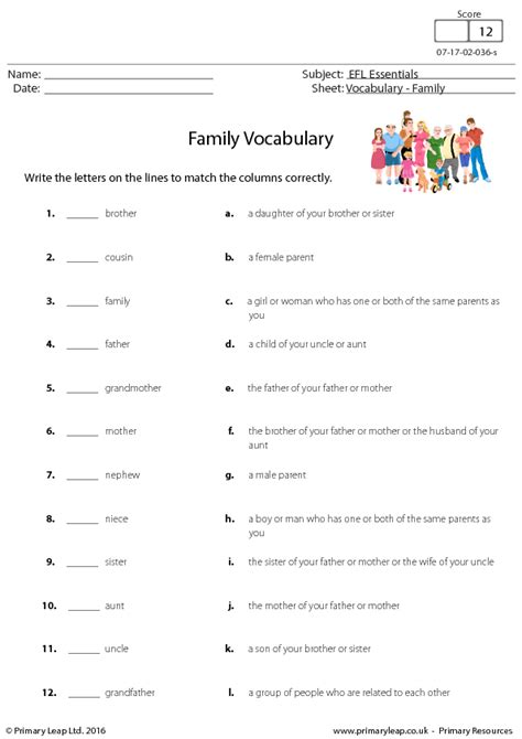 family members english vocabulary
