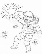 Astronaut Astronauta Astronaute Colorare Astronomy Holding Stelle Coloriages Wonder sketch template