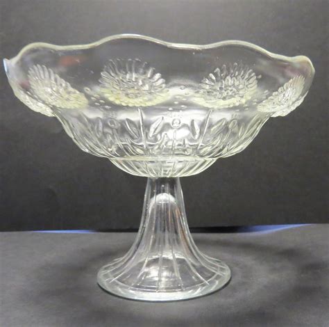 Clear Glass Footed Bowl Dandelion Design Collectors Weekly