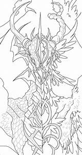 Coloring Angel Demon Lineart Dragon Deviantart Drawings sketch template