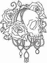 Coloring Skull Pages Gothic Goth Colouring Printable Embroidery Sheets Tattoo Paper Designs Adult Book Skulls Unique Adults Projects Patterns Transfers sketch template