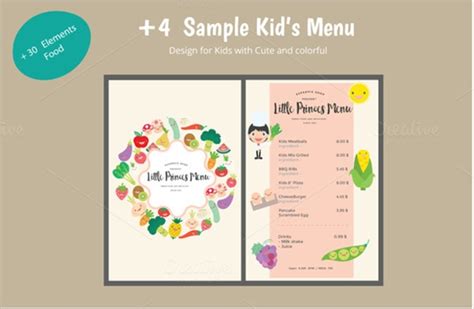 sample kids menu templates sample templates