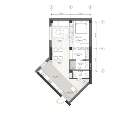 angled apartment floor plan interior design ideas