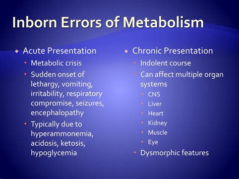 ppt inborn errors of metabolism powerpoint presentation free