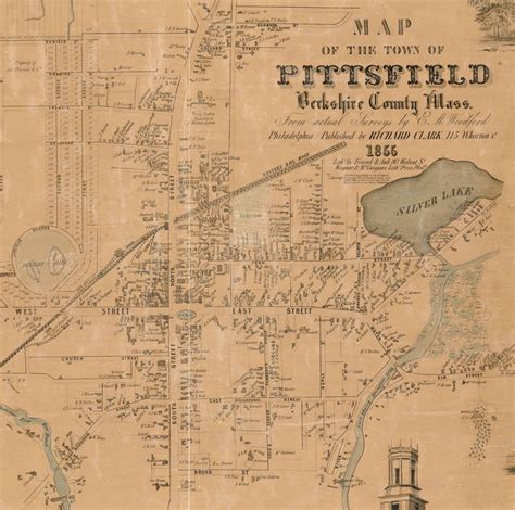 pittsfield massachusetts   town map reprint etsy