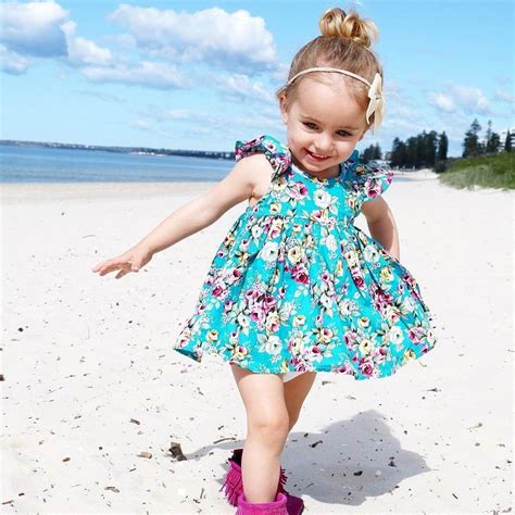 floral beach dress  trendy toddlers girls beach dress girls