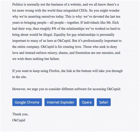 okcupid urges firefox users to switch browsers over new ceo s lgbt