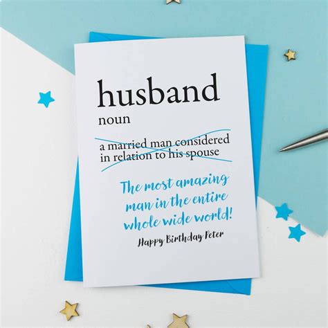 personalised dictionary birthday card  husband     alphabet