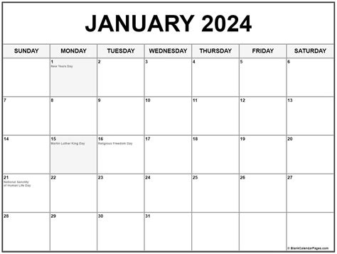 january   holidays calendar