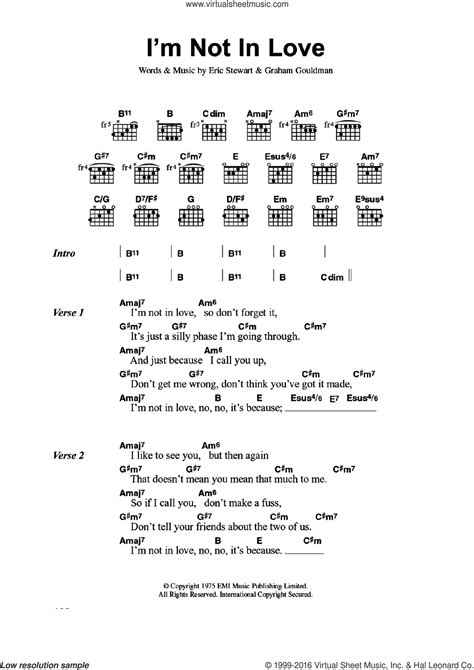 10cc I M Not In Love Sheet Music For Guitar Chords Pdf