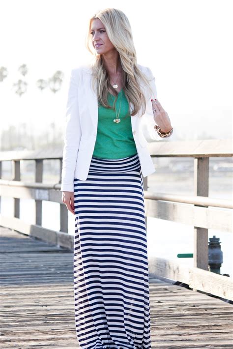 blue  white striped maxi skirt outfit dress ala
