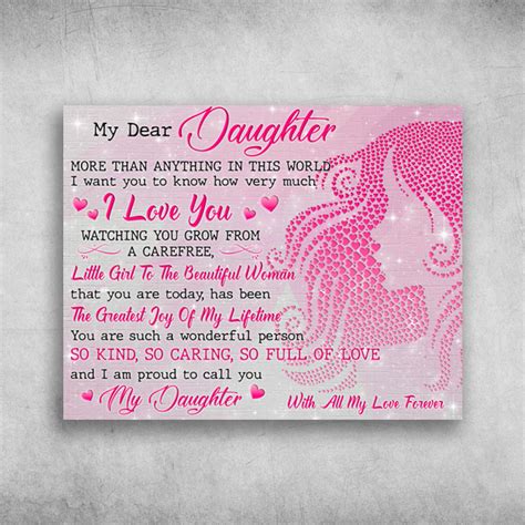 my dear daughter i love you with all my love forever canvas poster