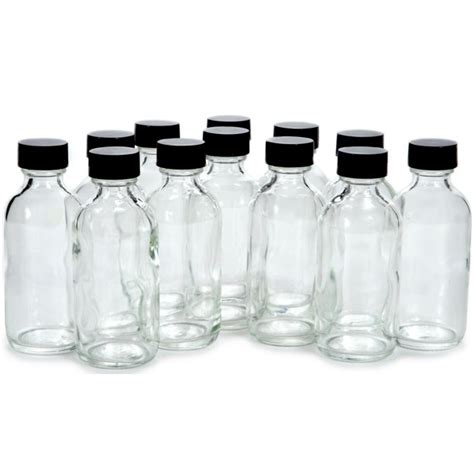 Vivalpex 12 Clear 2 Oz Glass Bottles With Lids
