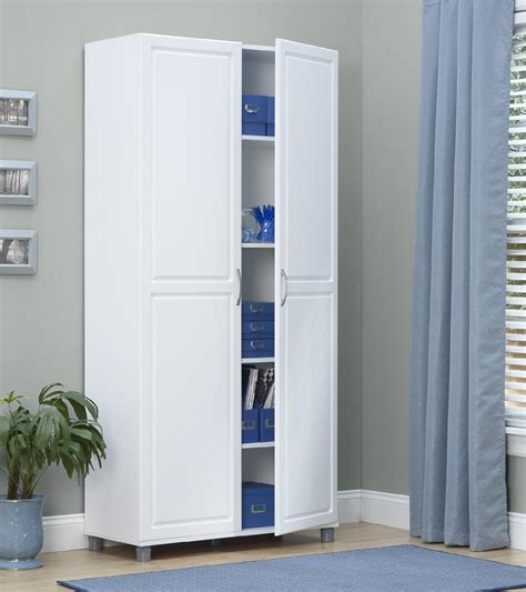 dorel kendall  white utility storage cabinet
