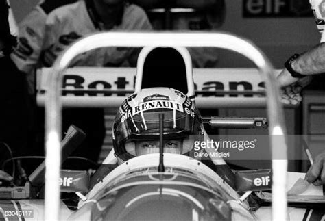 Brazilian Formula 1 Race Car Driver Ayrton Senna In His Car During A