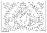 Birthday 90th Pages Queen Coloring Colouring Queens Happy Crafts London Celebration Royal Choose Board sketch template
