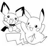 Pichu Coloring Born Pikachu Playing Together sketch template