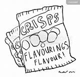 Crisp Chips Bag Cartoon Crisps Coloring Pages Food Funny Printable Potato Snack Cartoonstock Chip Template Sketch sketch template
