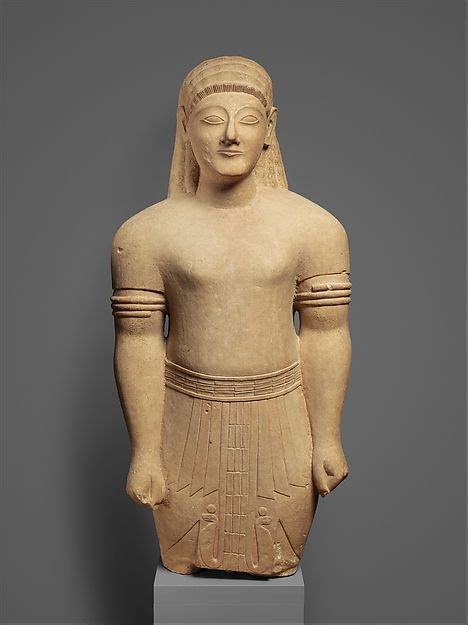Limestone Male Figure In Egyptian Dress Period Archaic