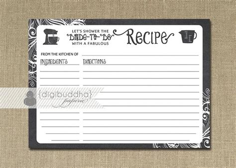 recipe card  black  white designs